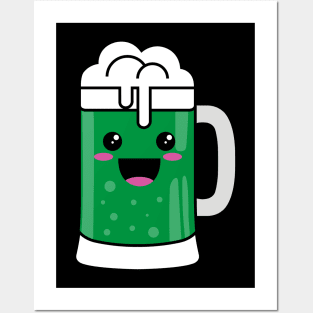 Kawaii Cute Green Beer Posters and Art